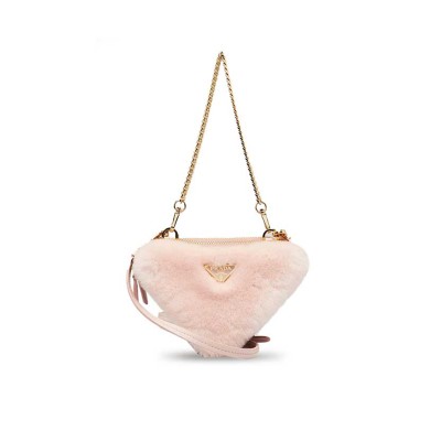 PRADA SAFFIANO SHEARLING TRIANGLE MINI POUCH 1NR015 (15*10cm) 